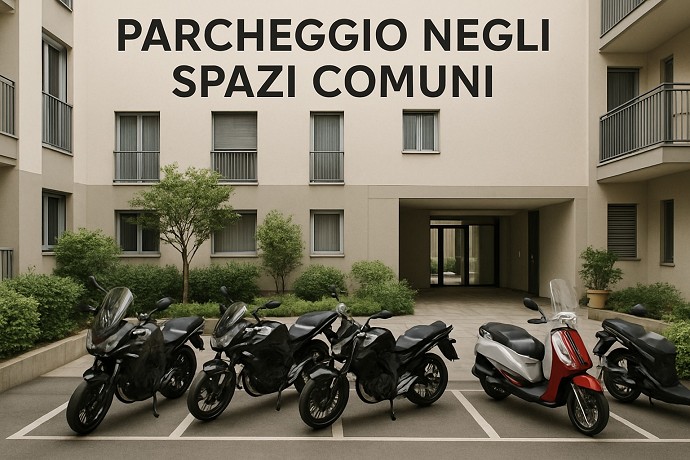 Parcheggi moto e motorini in cortile, sp