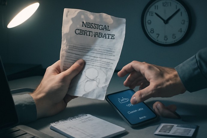 Se il certificato medico per malattia su