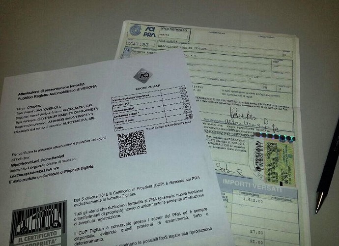Certificato auto propriet digitale cart