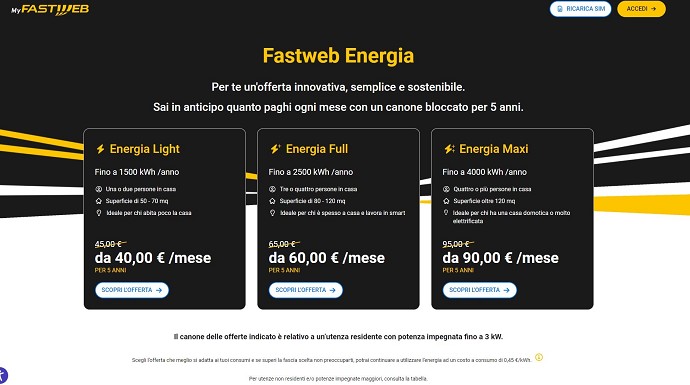 Offerte di Fastweb Energia
