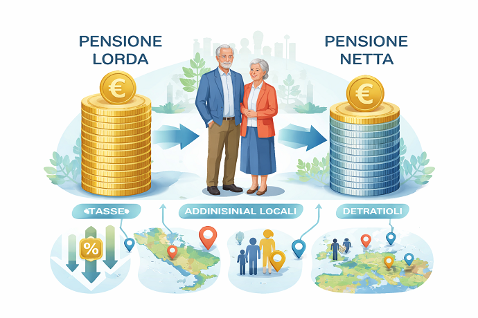 Tasse pensioni 2026 importo lordo netto 