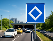 segnale blu con grande rombo bianco