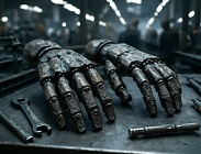 robot e uomini in fabbrica